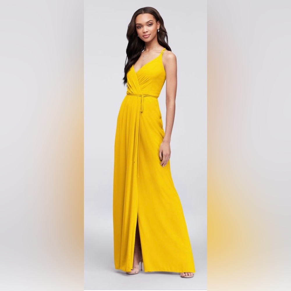 David’s Bridal Double Strap Georgette Wrap Dress